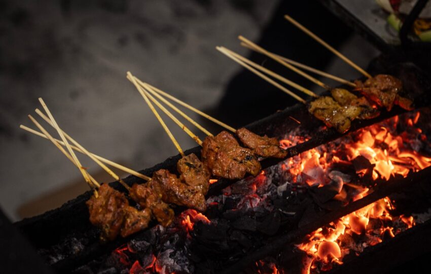 sate on the grill